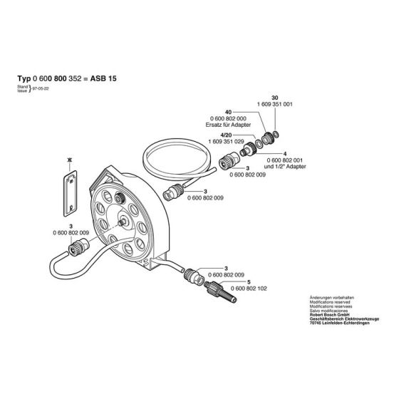 Bosch ASB 15 FLAT GASKET ?15x?24x4.5=3/4" 1609351029 Spare Part Type: 600800352