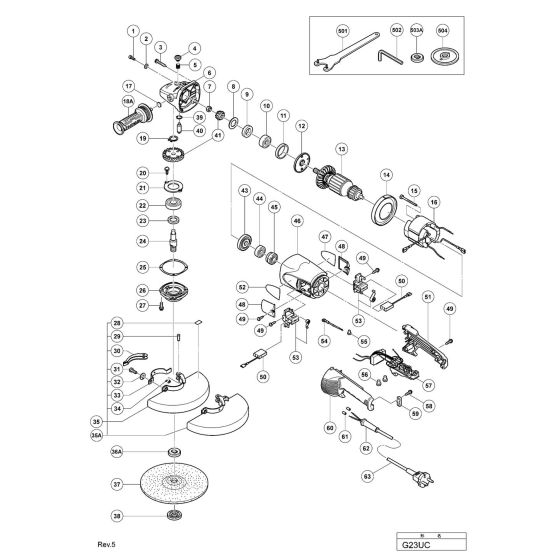 Hitachi G23UC Spare Parts List