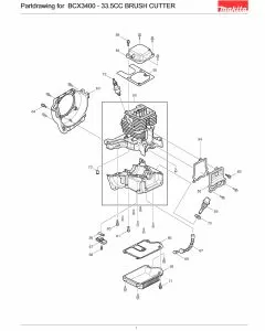 Makita BCX3400 Spare Parts List