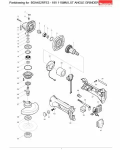 Buy A Makita BGA4523  Spare part or Replacement part for Your Grinder and Fix Your Machine Today