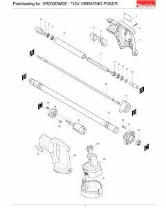 Buy A Makita VR250DWDE  Spare part or Replacement part for Your Vibrator and Fix Your Machine Today