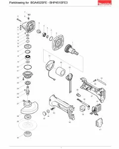 Buy A Makita BGA452SFE  Spare part or Replacement part for Your Grinder and Fix Your Machine Today