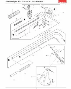 Makita RST210 Spare Parts List