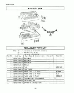 Panasonic EY0230 Spare Parts List