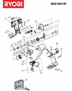 Ryobi BID1801M Spare Parts List