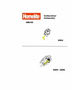 Homelite HBV30 Spare Parts List Type: 1000083957