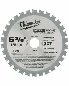 Milwaukee 135mm x 20mm x 30T Metal Circular Saw Blade 48404070