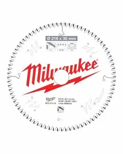 Milwaukee 216mm x 30mm 80T Aluminium Cutting Circular Saw Blade 4932471319 