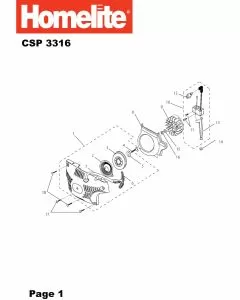 Homelite CSP3316 Spare Parts List Type: 5134000042