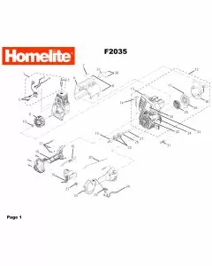 Homelite F2035 Spare Parts List Type: 1000014866