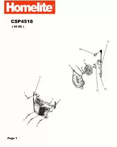 Homelite csp4518 Spare Parts List Type: 1000083911