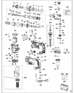 Stanley STHR323K Spare Parts List Type 1 Exploded Parts Diagram