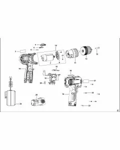 Stanley STCD1081B2 Spare Parts List Type 1 Exploded Parts Diagram