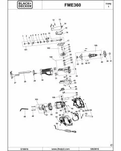 Stanley FME360 Spare Parts List Type 1 Exploded Parts Diagram