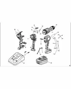 Stanley SBD20S2K Spare Parts List Type 1 Exploded Parts Diagram