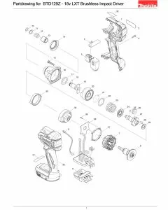 Makita BTD129 Spare Parts Diagram