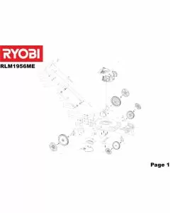 Ryobi RLM1956ME Spare Parts List Serial No: 5133001704