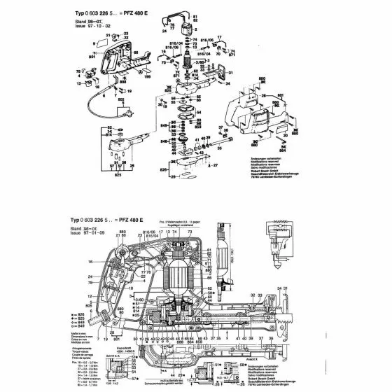 Bosch PFZ 480 E STICKER 2601110672 Spare Part Type: 0603226503