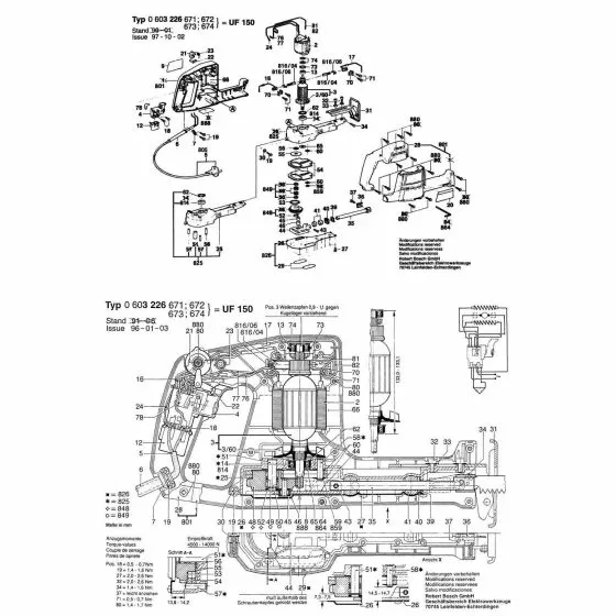 Bosch UF 150 SOCKET HEAD CAP SCREW M3x6.5-4.8 2603410001 Spare Part Type: 0603226671