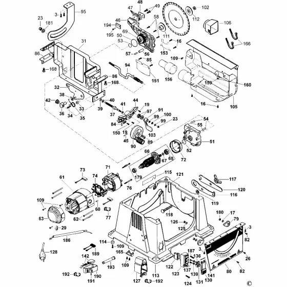 Dewalt DW744XP Spare Parts List Type 2 Exploded Diagram