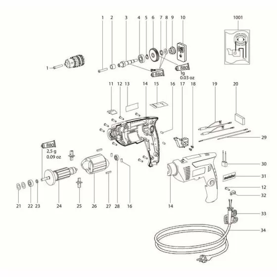 Metabo B 561 Spare Parts List Type: 1161190