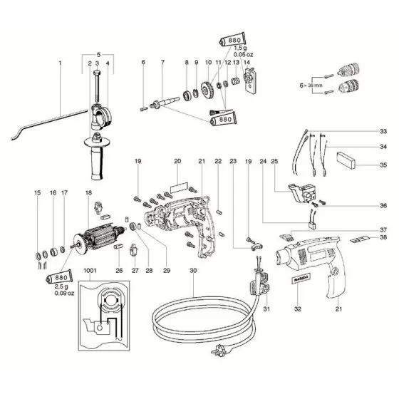 Metabo SB 560 Spare Parts List Type: 558310