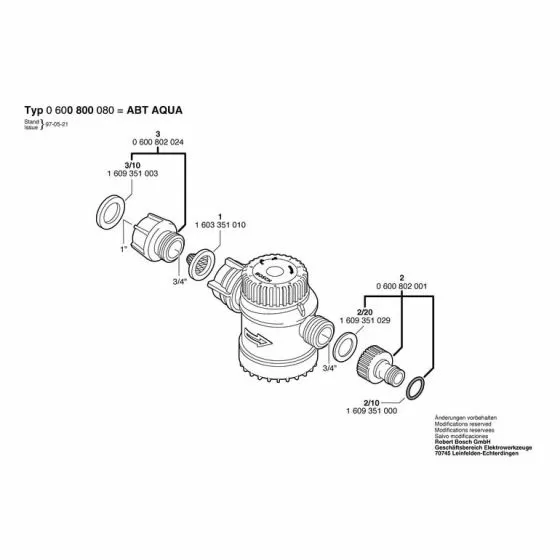 Bosch ABT AQUA-CONTROL ADAPTER G 3/4" Spare Part Type: 600800080