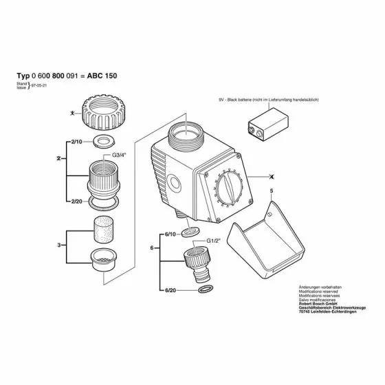 Bosch ABC 150 TAP CONNECTION PIECE ?1/2" 600802000 Spare Part Type: 600800091