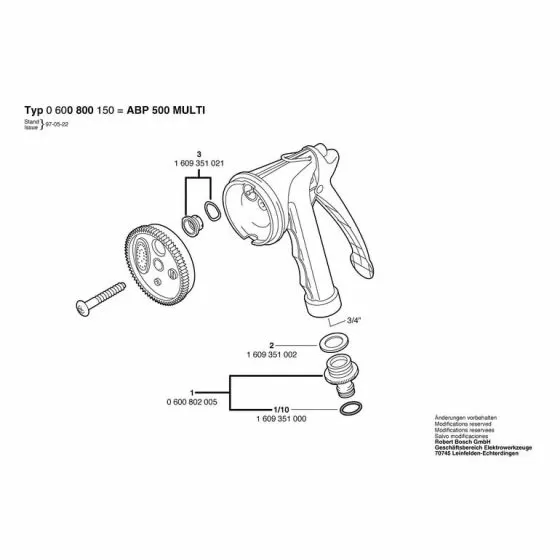 Bosch ABP 500 MULTI O-RING 11x2.5 MM 1609351000 Spare Part Type: 600800150