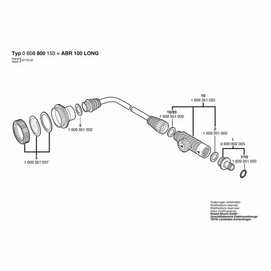 Bosch ABR 100 LONG O-RING 11x2.5 MM 1609351000 Spare Part Type: 600800153