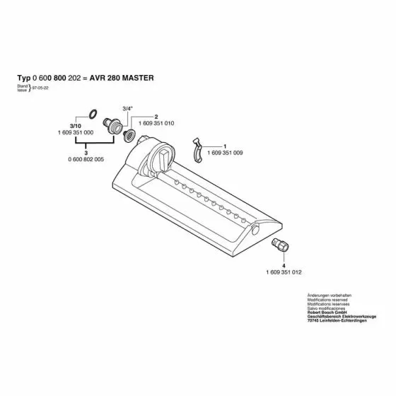 Bosch AVR 280 MASTER O-RING 11x2.5 MM 1609351000 Spare Part Type: 600800202