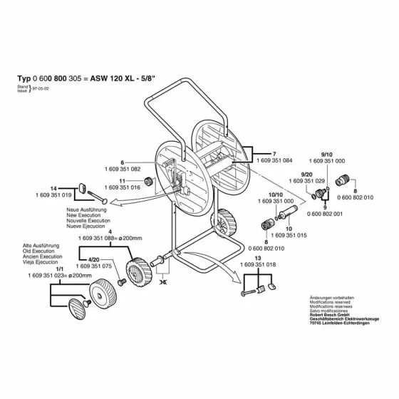 Bosch ASW 120 XL-5/8" PLUG 1609351075 Spare Part Type: 600800305