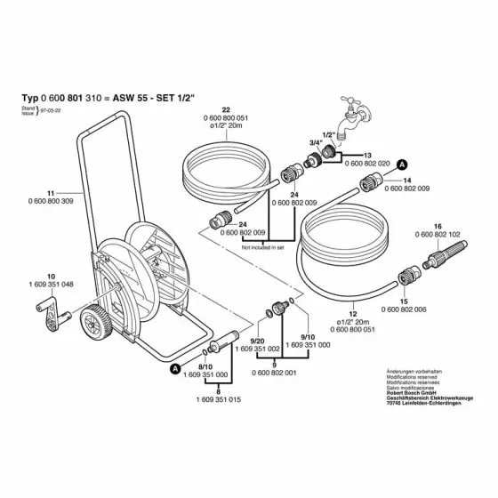 Bosch ASW 55-SET 1/2" O-RING 11x2.5 MM 1609351000 Spare Part Type: 600801310