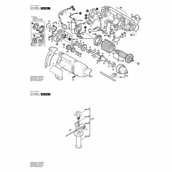 Bosch GSB 1800-2 Type: 060114A003 Spare Parts List