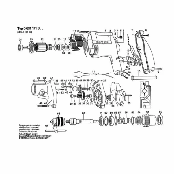 Bosch 601171003 Spare Parts List