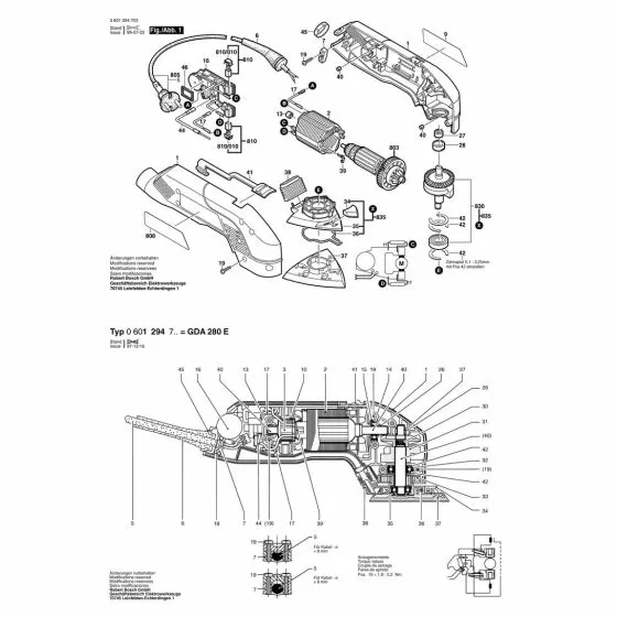 Bosch GDA 280 E Spare Parts List Type: 0601294741