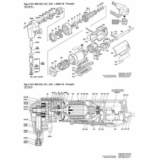 Bosch N 160 E Spare Parts List Type: 0601529261