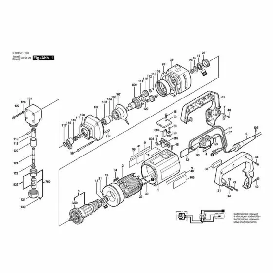 Bosch GNA 2.5 Spare Parts List Type: 0601531142