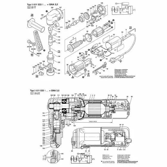 Bosch GNA 3.5 Spare Parts List Type: 0601533142