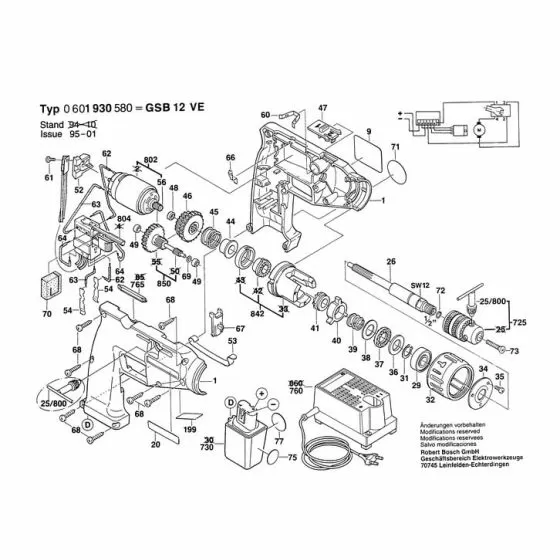 Bosch GSB 12 VE COMPRESSION SPRING 2604618000 Spare Part Type: 601930580