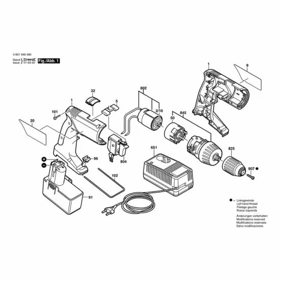 Bosch 3655 Type: 601946460 Spare Parts List