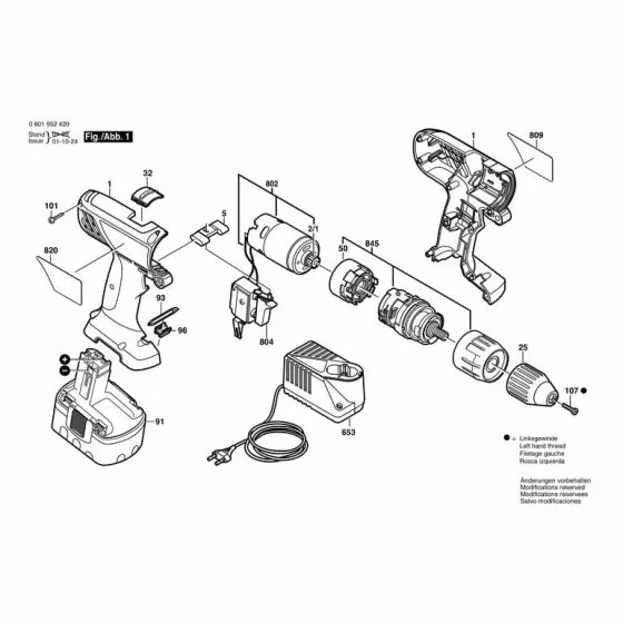 Bosch GSB 12 VE-2 KEYLESS CHUCK  Spare Part Type: 601952503