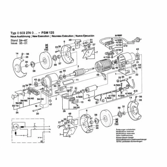 Bosch PSM 125 Spare Parts List Type: 603274042