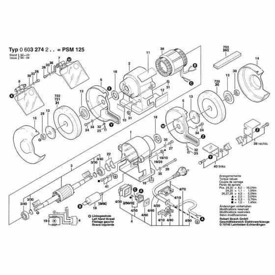 Bosch PSM 125 Spare Parts List Type: 603274242