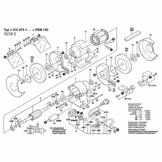 Bosch PSM 150 Spare Parts List Type: 603274442