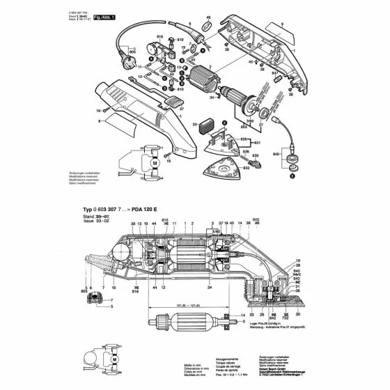 Bosch PDA 120 E Spare Parts List Type: 0603307742