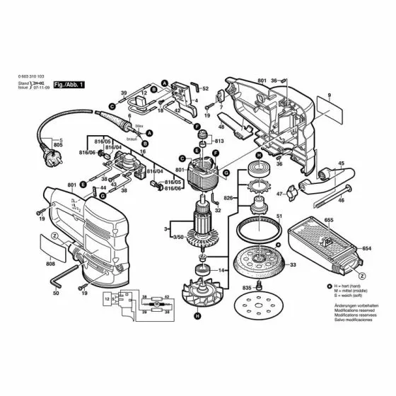 Bosch PEX 400 A Spare Parts List Type: 0603310103