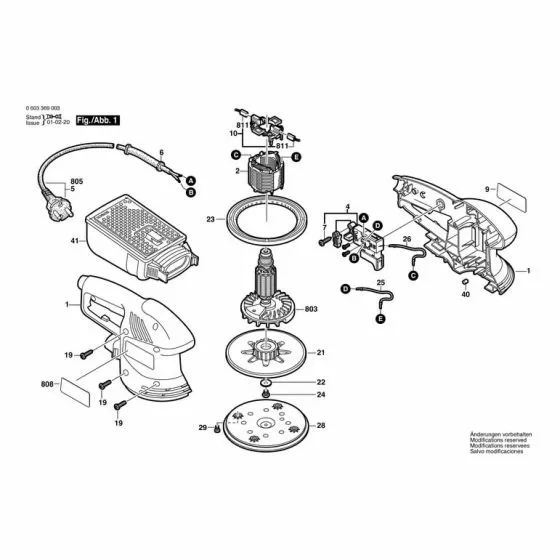 Bosch PEX 270 A Spare Parts List Type: 0603369080