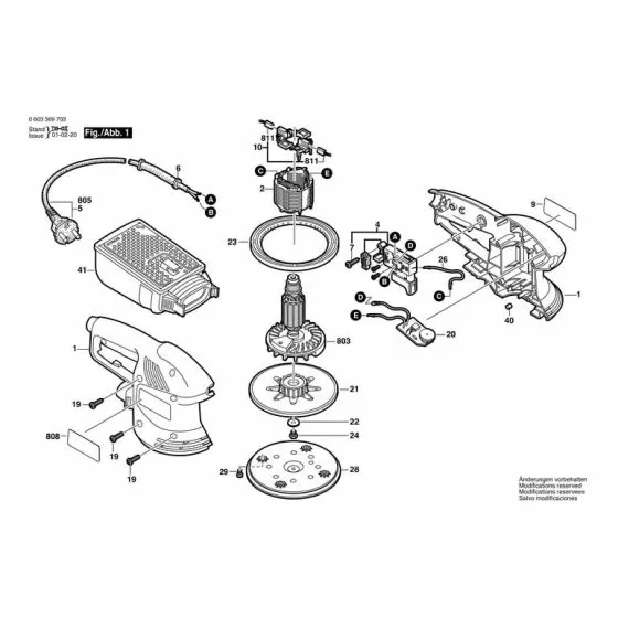 Bosch PEX 270 AE Spare Parts List Type: 0603369785