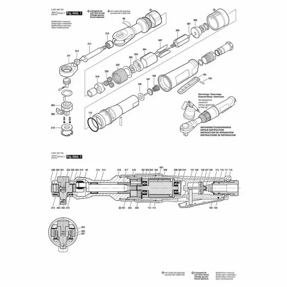 Bosch 1/2" RATSCHE Spare Parts List Type: 607450795